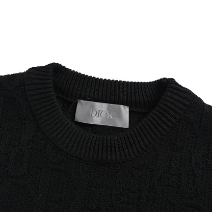 Dior 25Fw presbyopia dark pattern jacquard crew neck sweater