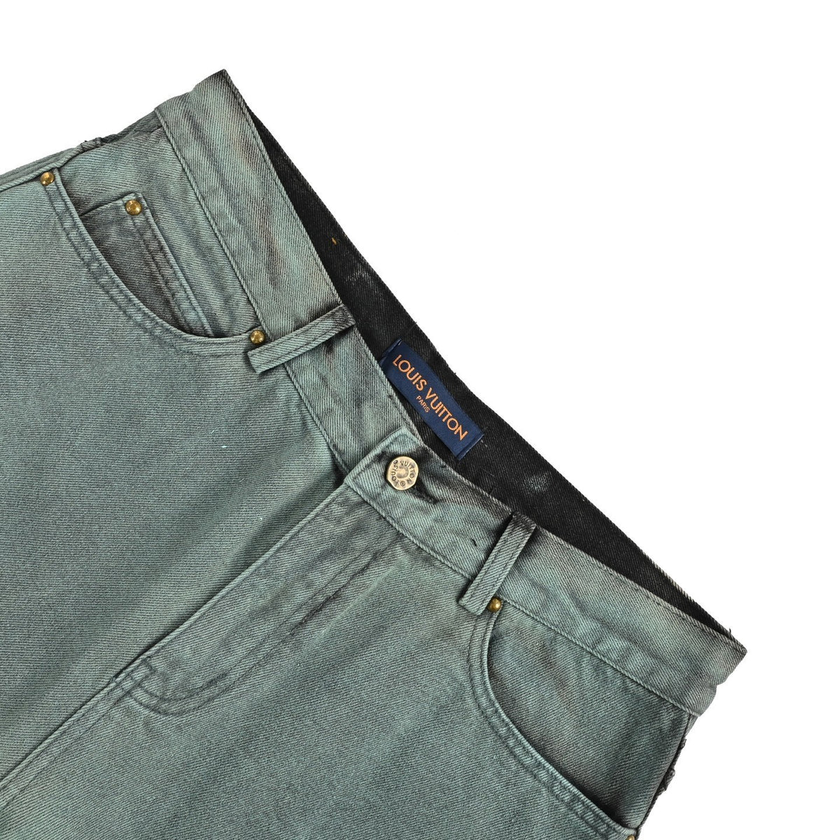Louis Vuitton 24Fw all-over embroidered old flower gradient washed suit jeans