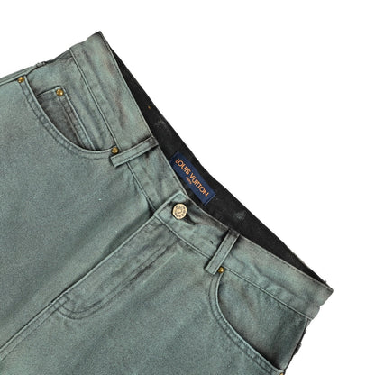 Louis Vuitton 24Fw all-over embroidered old flower gradient washed suit jeans