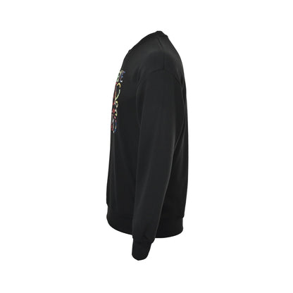 Loewe/Luo Yiwei 25Fw colorful stitching embroidered round neck sweatshirt