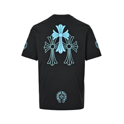 Chrome Hearts Blue Cross Print Short Sleeves