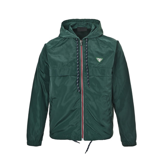 Prada 25Fw triangle logo contrast zipper recycled nylon hooded jacket