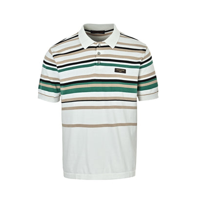 Louis Vuitton 26ss leather brand striped knitted Polo short sleeves