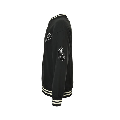 Prada 25Fw contrasting threaded patch letter embroidered round neck sweatshirt
