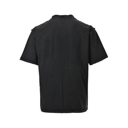Balenciaga 25ss patch embroidered slogan washed short sleeves