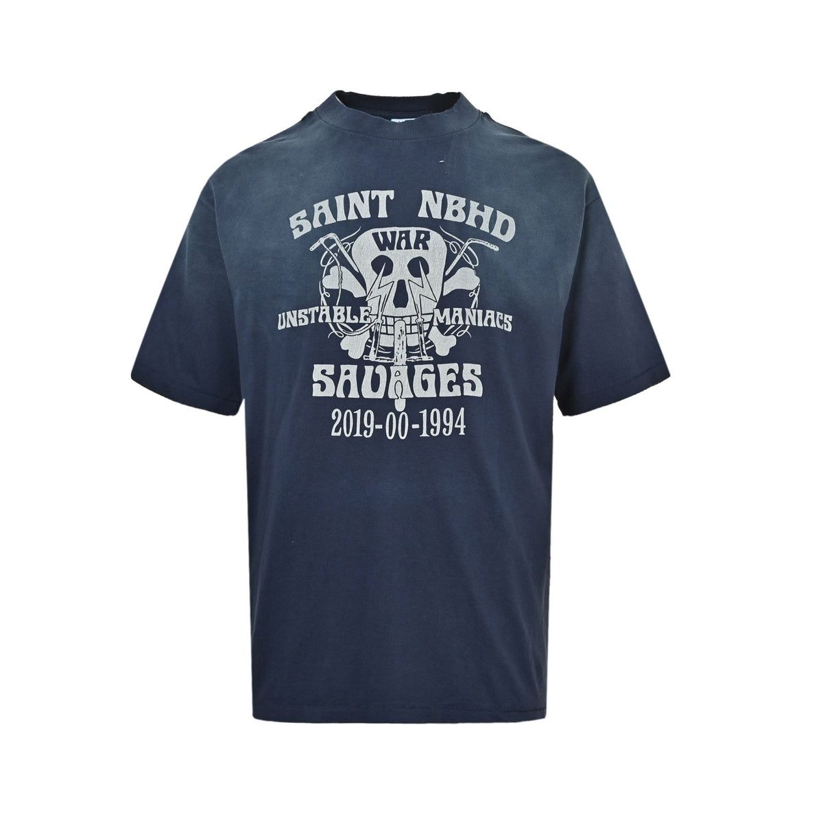 SAINT MICHAEL 25ss skull lightning print short sleeves