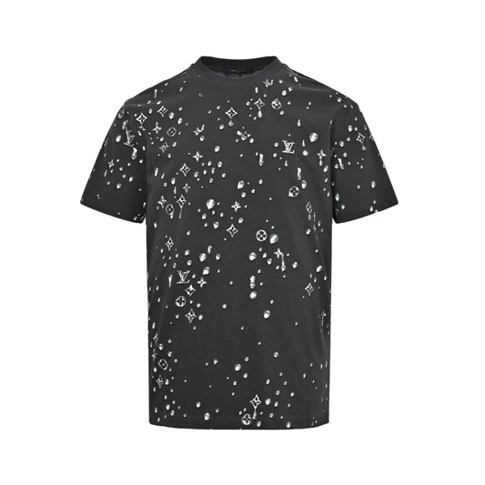 Louis Vuitton 26ss water drop presbyopic letter print short sleeves