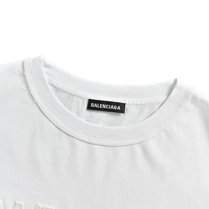 Balenciaga patch letter back-stitched short sleeves