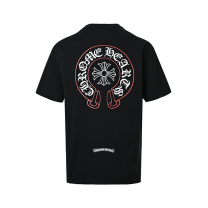 Chrome Hearts Pink Stroke Horseshoe Print Short Sleeves