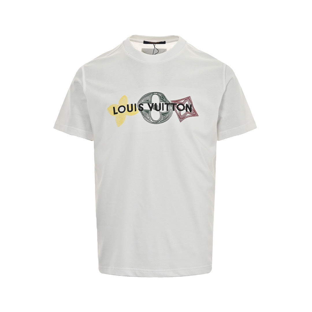 Louis Vuitton 24ss embroidered three-letter short sleeves