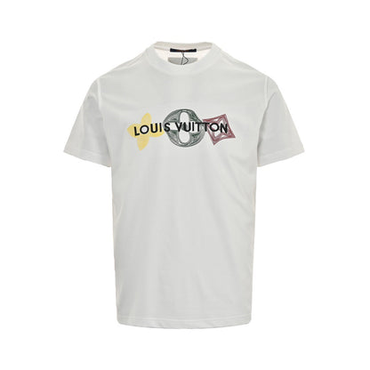 Louis Vuitton 24ss embroidered three-letter short sleeves