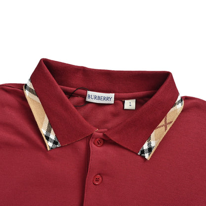 Burberry Plaid Trimmed War Horse Embroidered Polo Short Sleeve