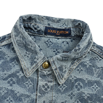 Louis Vuitton cloud old flower jacquard suit denim short-sleeved shirt
