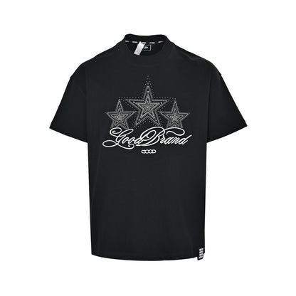 GOOD BRAND GB star silver thread slogan short sleeves