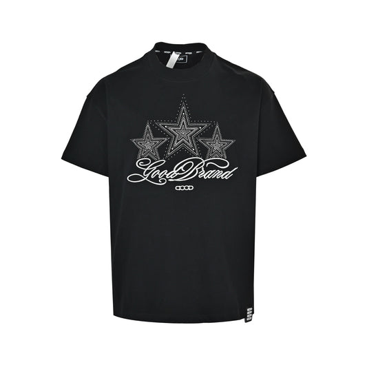 GOOD BRAND GB star silver thread slogan short sleeves