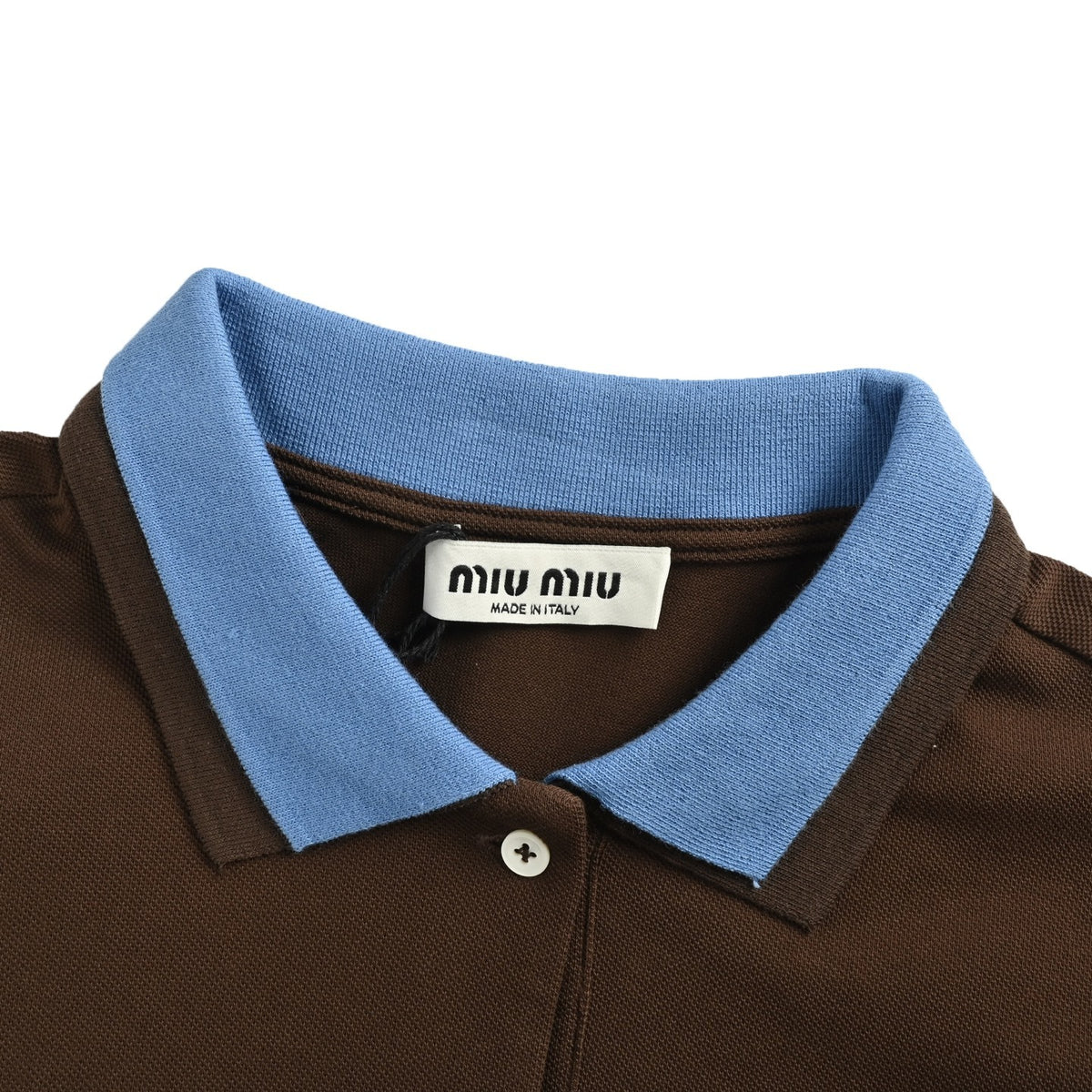 Miu Miu 25ss blue patchwork collar pique fabric Polo short sleeves