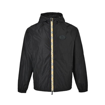 Burberry plaid placket silicone round label nylon sun protection jacket