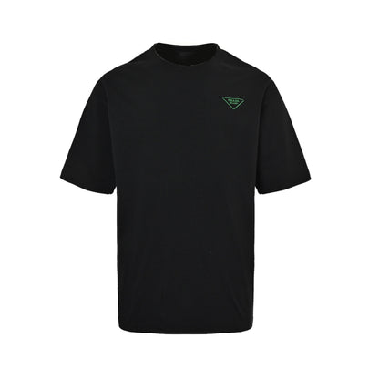 Prada 25ss green triangle logo short sleeves embroidered on the chest
