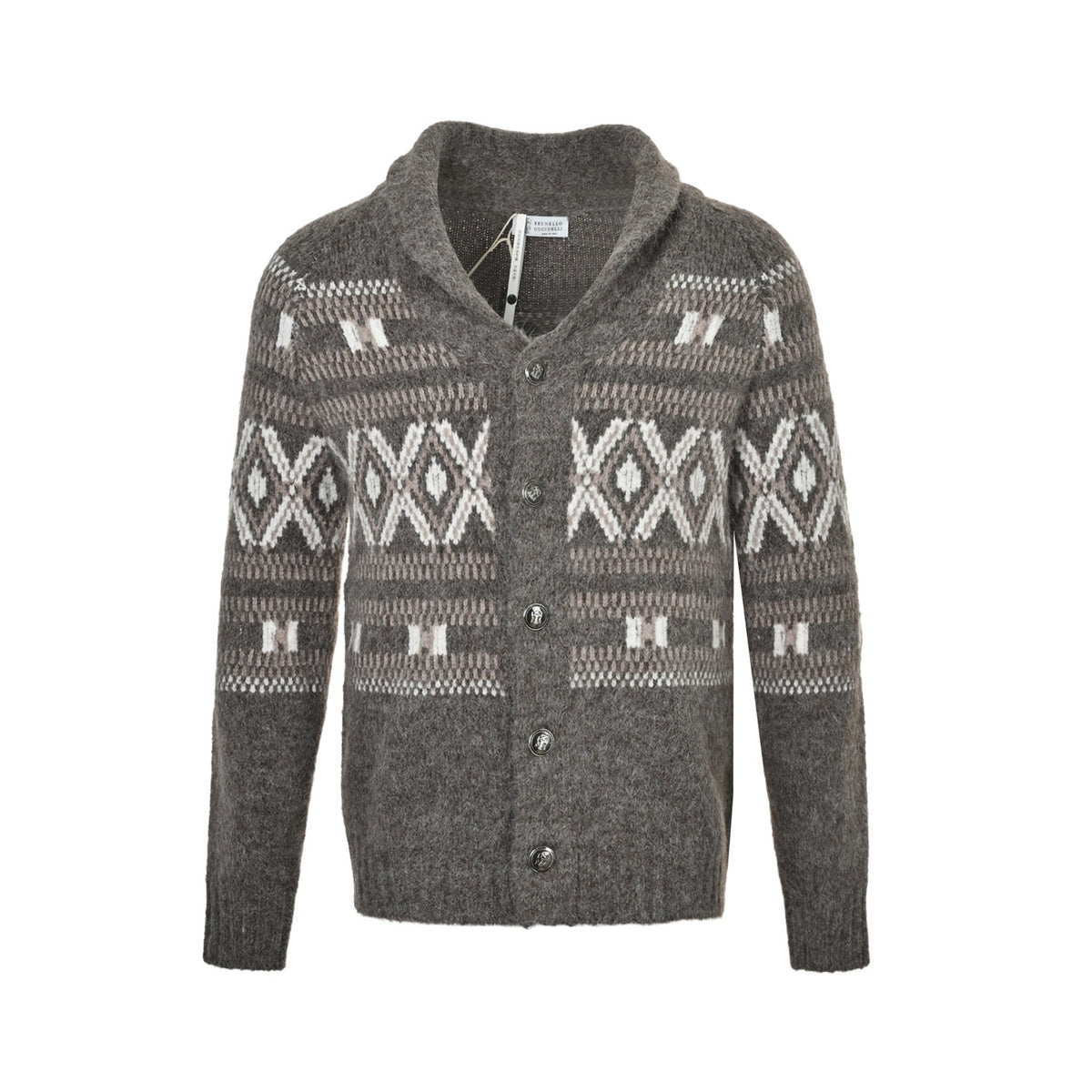 BC Fair Isle jacquard shawl collar cardigan sweater