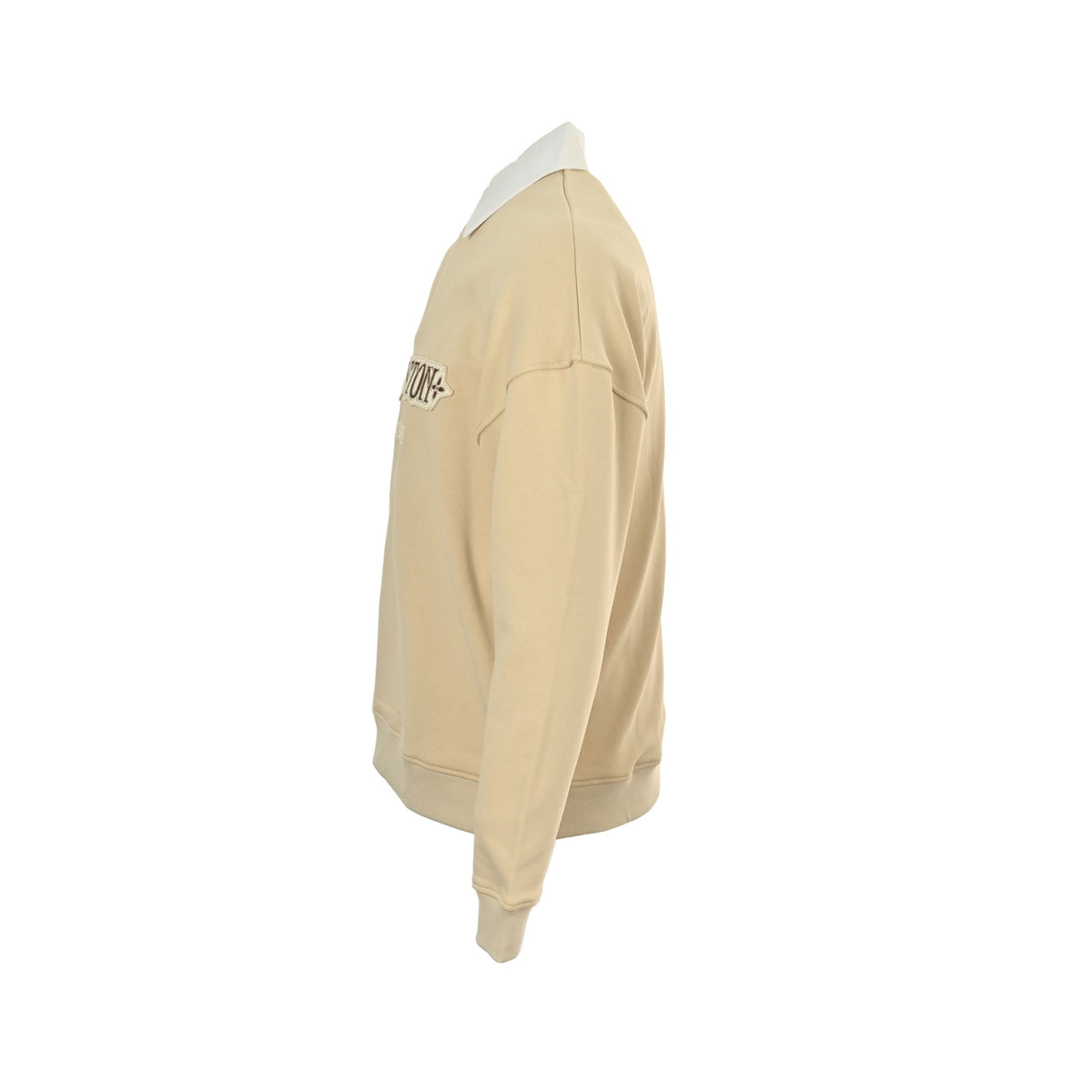 Louis Vuitton 25Fw letter embroidered white lapel half-zip sweatshirt