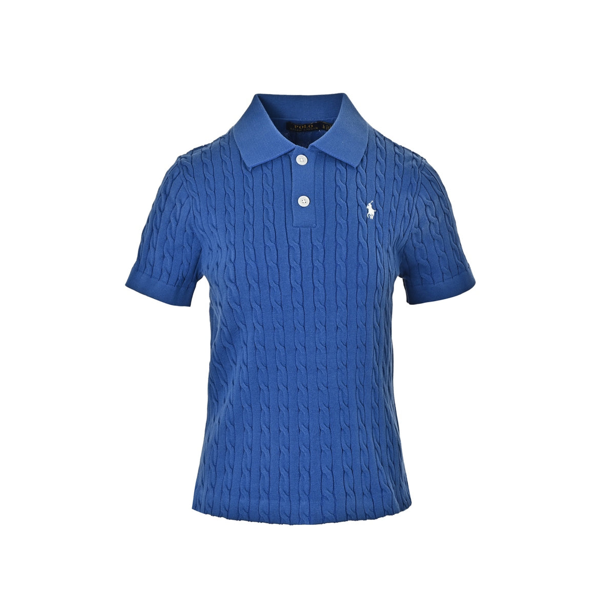 Ralph Lauren pony logo embroidered cable knit Polo short sleeves