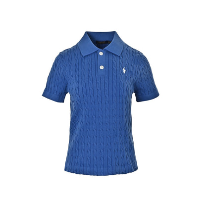 Ralph Lauren pony logo embroidered cable knit Polo short sleeves