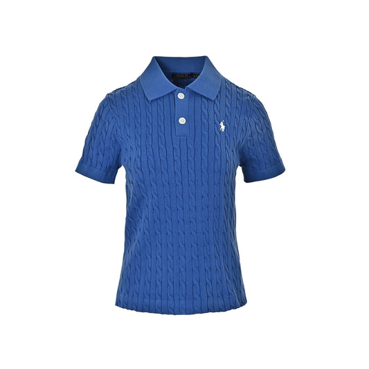 Ralph Lauren pony logo embroidered cable knit Polo short sleeves