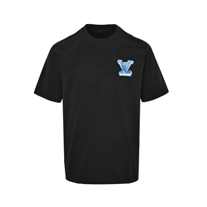 LouisVuitton/Louis Vuitton ice blue crystal three-dimensional LV short sleeves