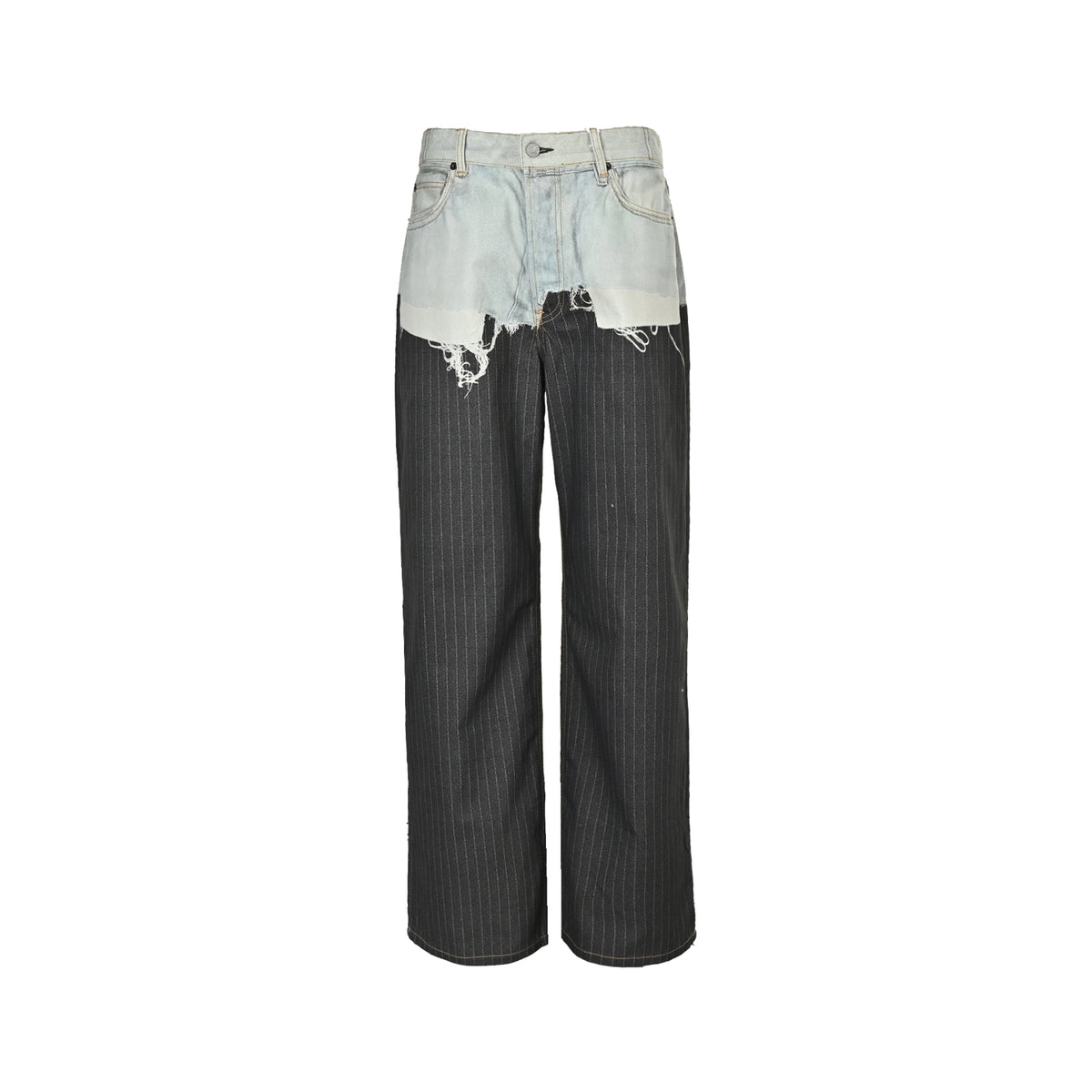 Acne Studios 3D printed trousers fake two-piece jeans