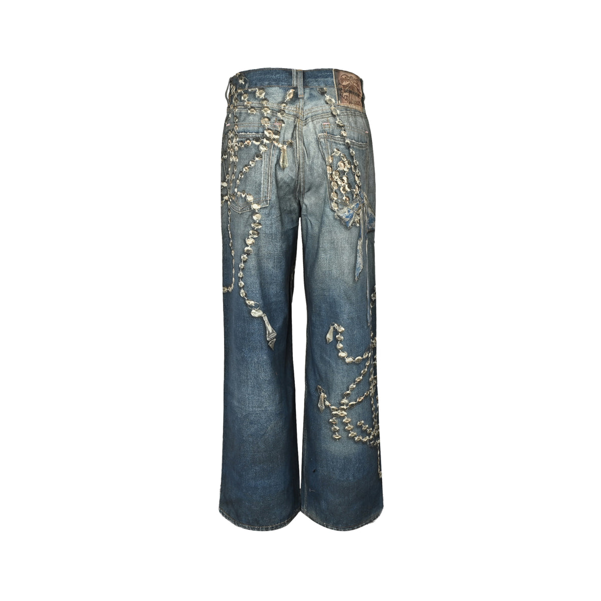 Acne Studios chain print dyed distressed jeans