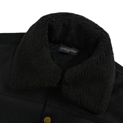 Louis Vuitton embossed embossed fur collar suede jacket
