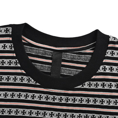 Chrome Hearts Cross Striped Short Sleeves