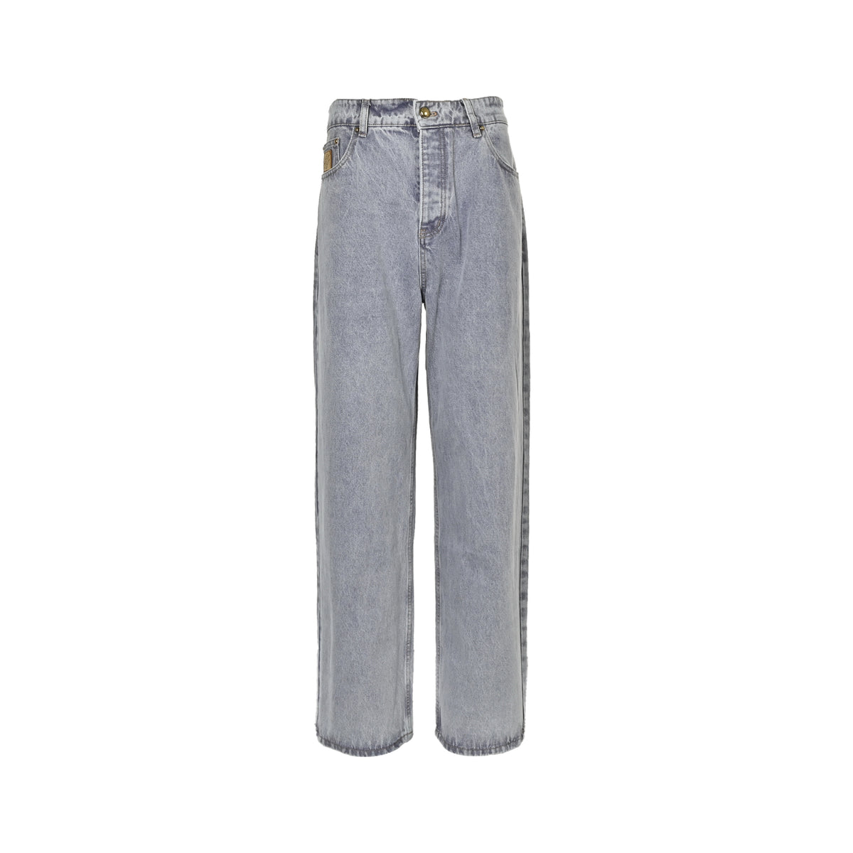 Louis Vuitton leather label pocket faded denim jeans