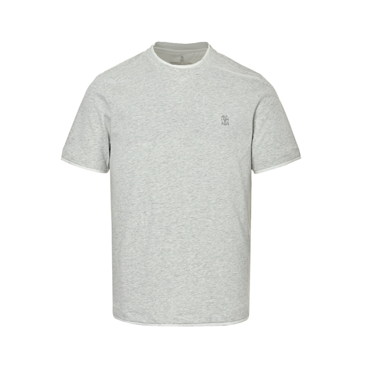 Brunello Cucinelli/BC fake two-piece gray short-sleeved embroidered small label