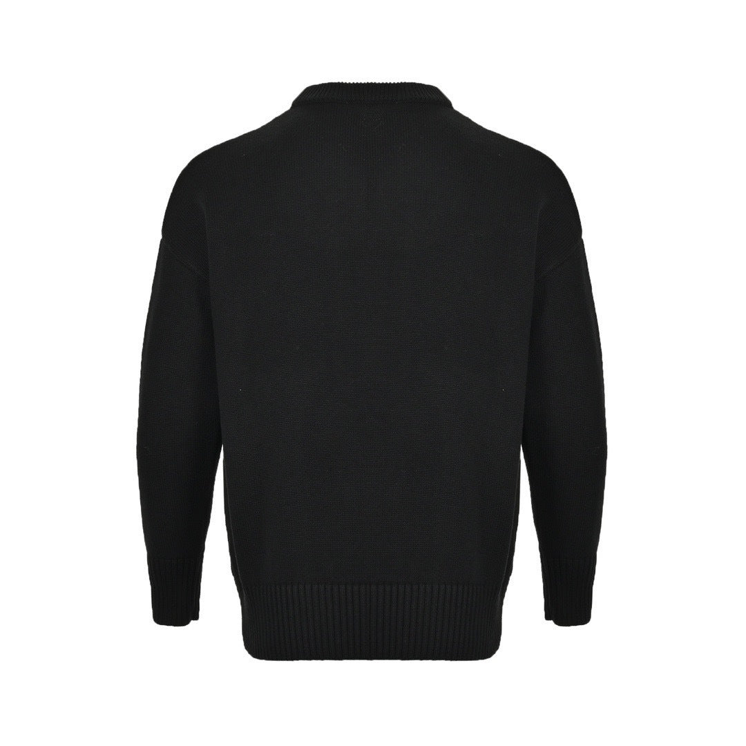 Ami 21Fw embroidered heart micro logo crew neck sweater