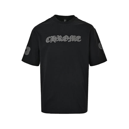 Chrome Hearts/Chrome Heart Sanskrit patch embroidered short sleeves