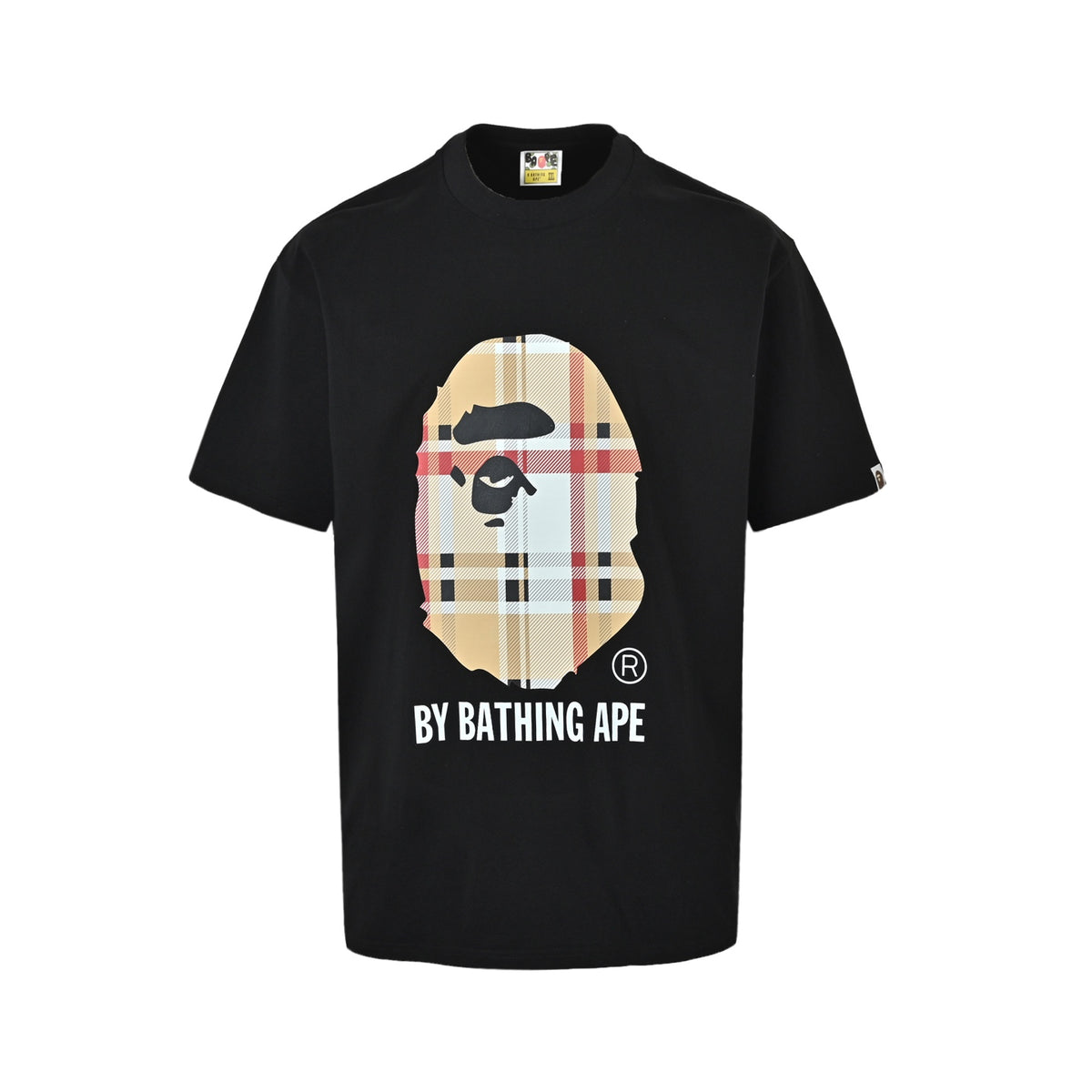 BAPE plaid ape head letter print short sleeves