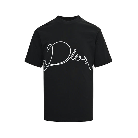 Dior signature embroidered letter short sleeves