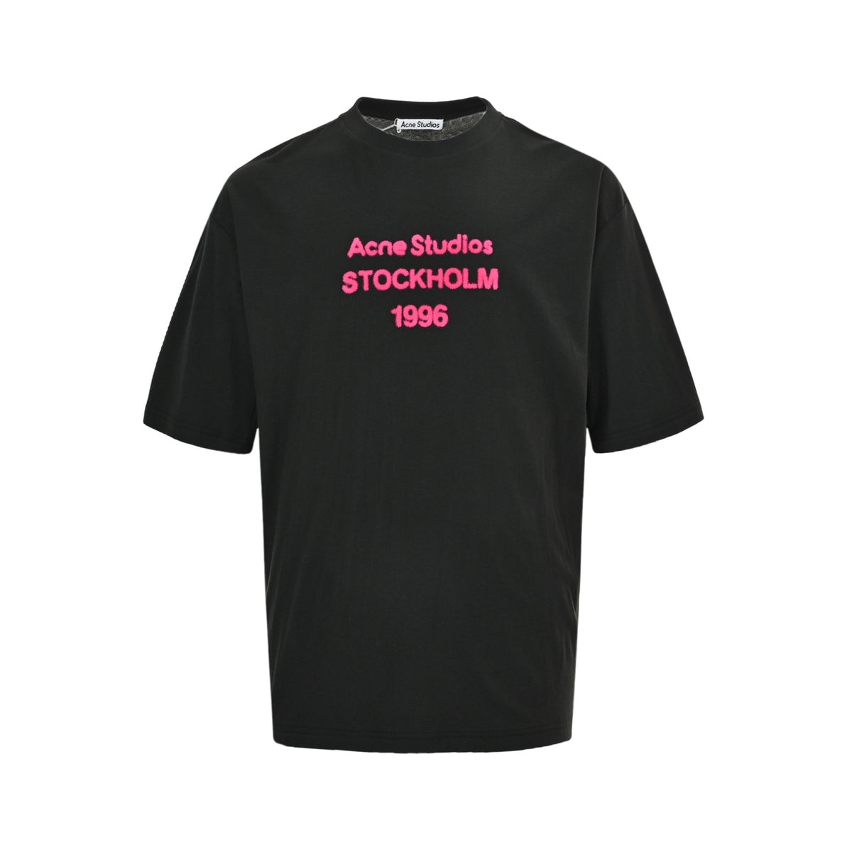 Acne Studios New Year Limited Pink Flocked Letter Print Short Sleeves