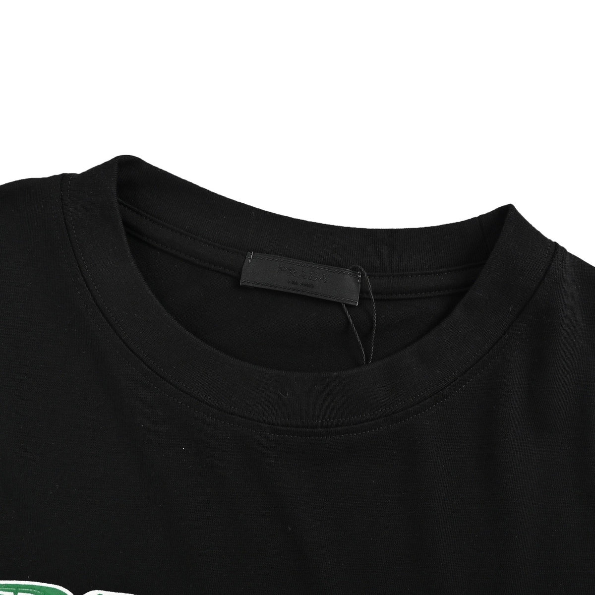 Prada 25ss green letter logo printed short sleeves
