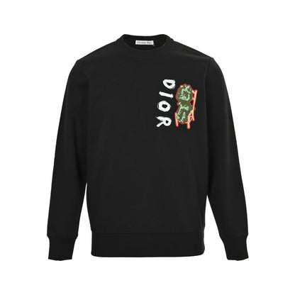 Dior 25Fw small dinosaur embroidered round neck sweatshirt