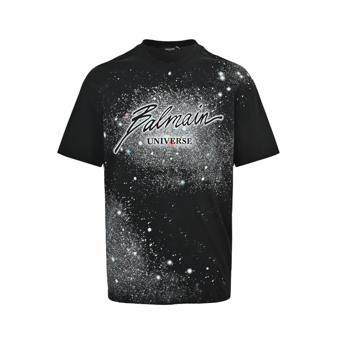 Balmain 26ss cosmic starry sky graffiti short sleeves