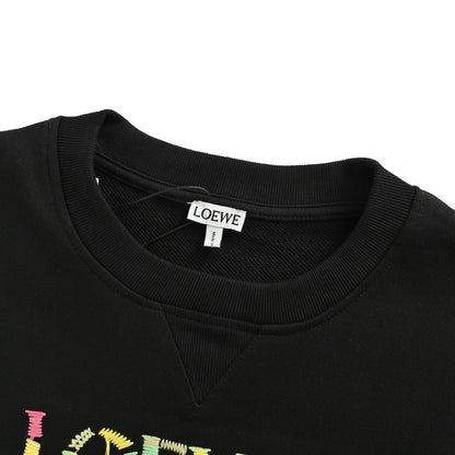 Loewe/Luo Yiwei 25Fw colorful tassel color block embroidered logo round neck sweatshirt