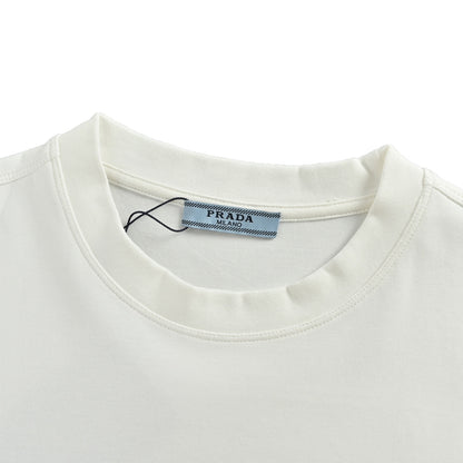 Prada triangle logo back dark pattern embroidery long-sleeved T-shirt