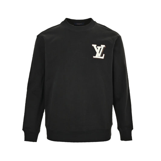 Louis Vuitton 24Fw leather label letter embroidered round neck sweatshirt