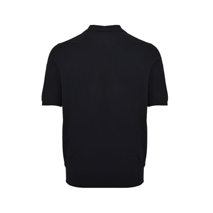 Prada 25ss embroidered logo half-zip knitted Polo short sleeves