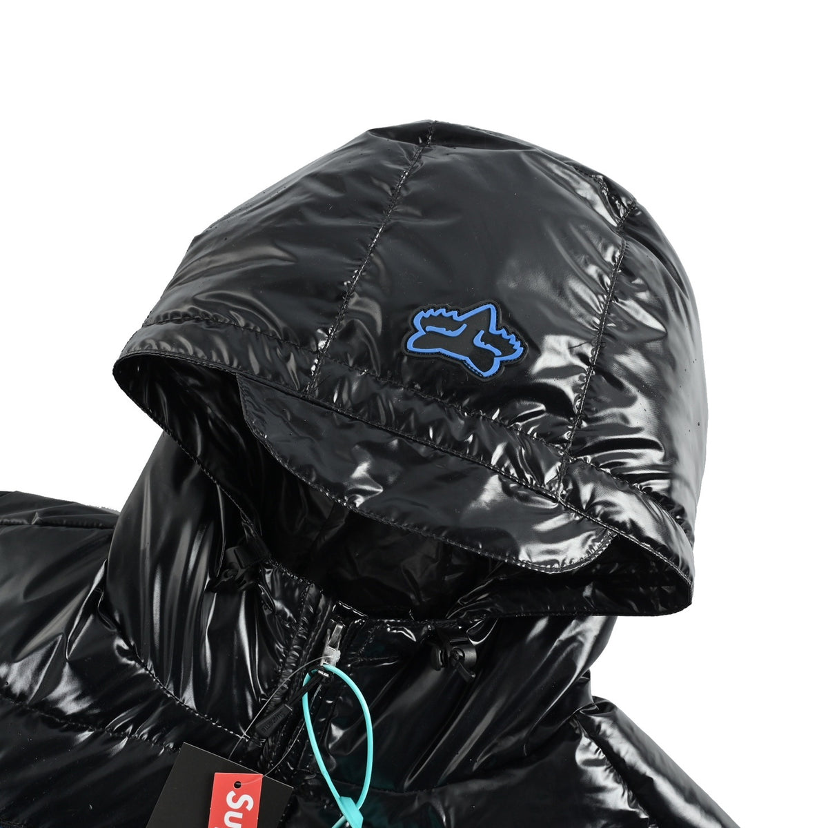 Supreme co-branded patch logo hooded down jacket