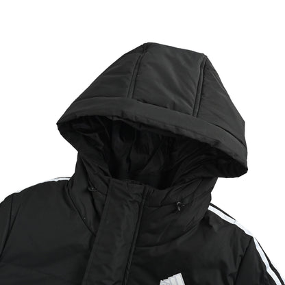 Adidas three-stripe long off-shoulder down jacket