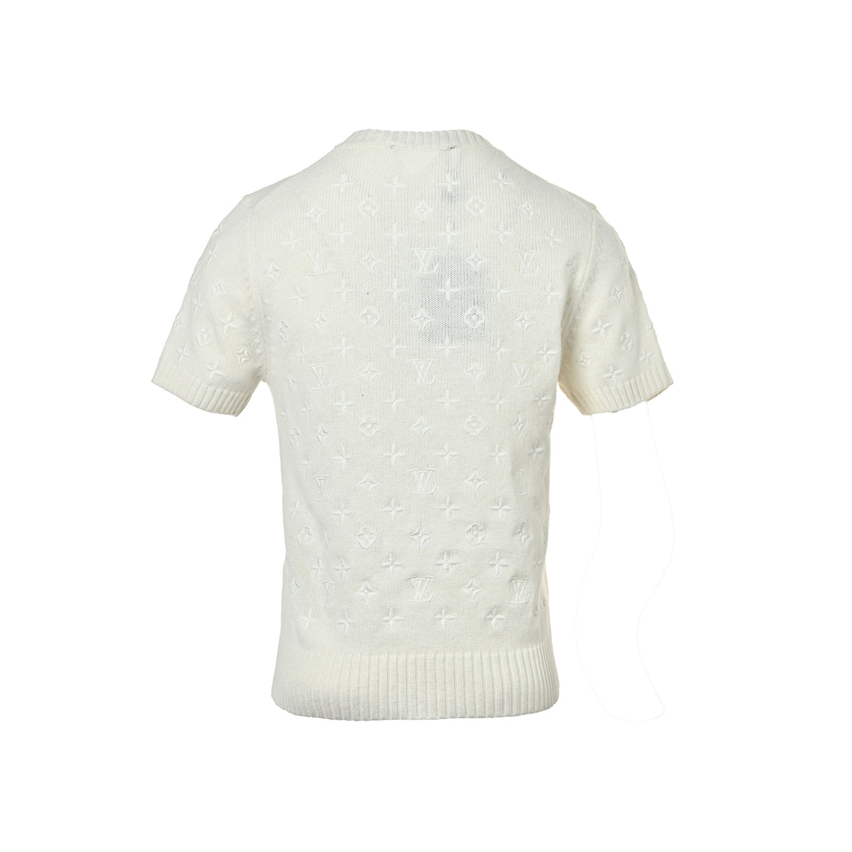 Louis Vuitton 26ss women's presbyopic embroidered knitted short sleeves