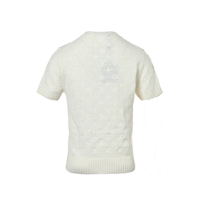 Louis Vuitton 26ss women's presbyopic embroidered knitted short sleeves